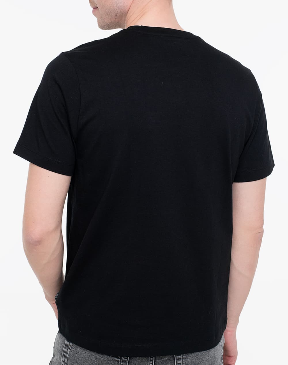 GUESS JEANS T-SHIRT CREWNECK REGULAR FIT LOGO ΜΑΥΡΟ