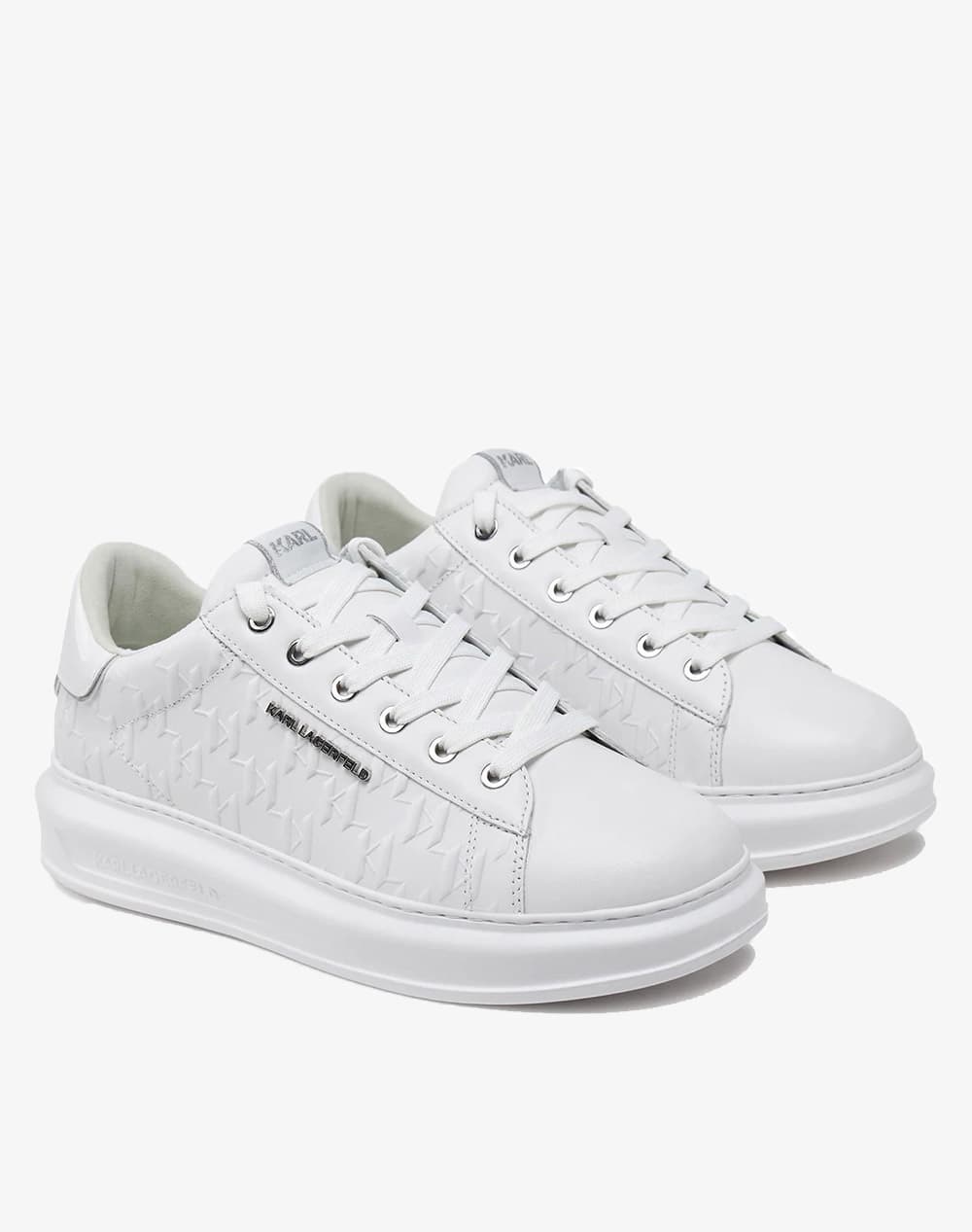 Ανδρικά Δερμάτινα Kapri Monogram Sneakers Λευκά Karl Lagerfeld KL52549K-01W WHITE