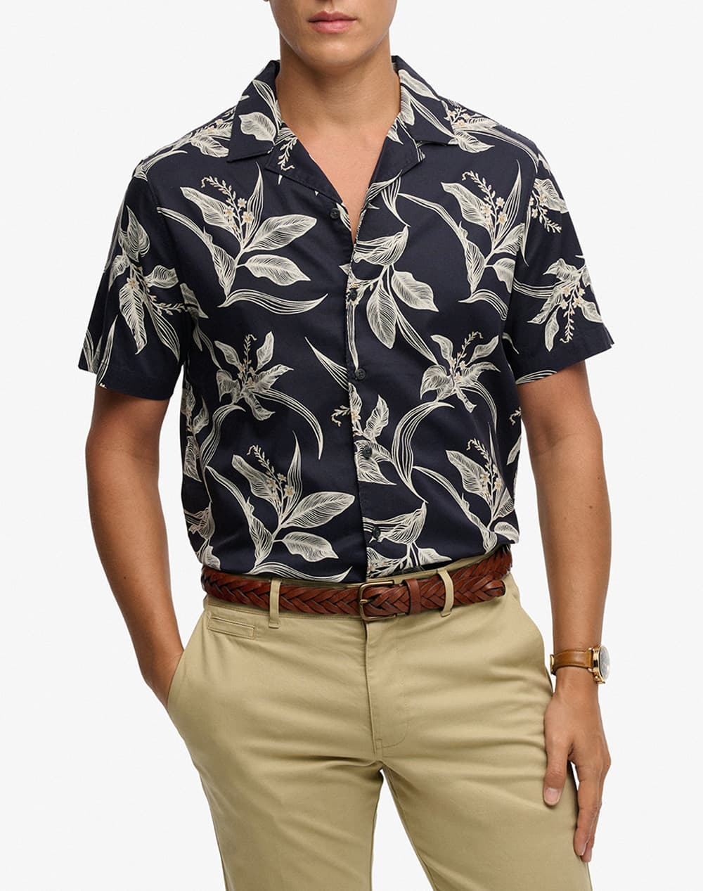 SUPERDRY D1 OVIN HAWAIIAN PRINT S/S SHIRT ΠΟΥΚΑΜΙΣΟ ΑΝΔΡΙΚΟ M4011128A-J9Q NavyBlue