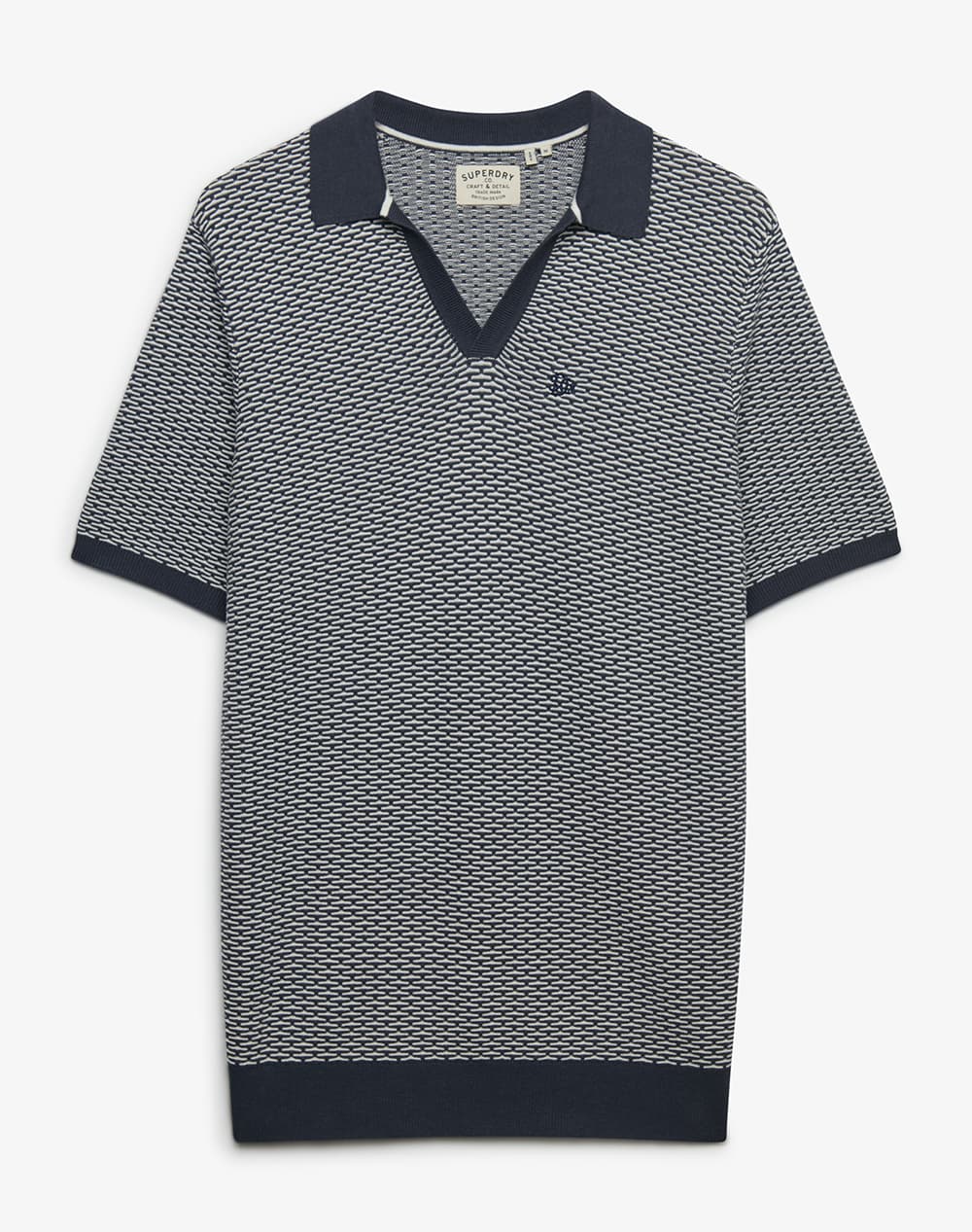 SUPERDRY D2 STUD JOHNNY COLLAR KNITTED POLO ΜΠΛΟΥΖΑ ΑΝΔΡΙΚΟ M1110459A-K9S NavyBlue