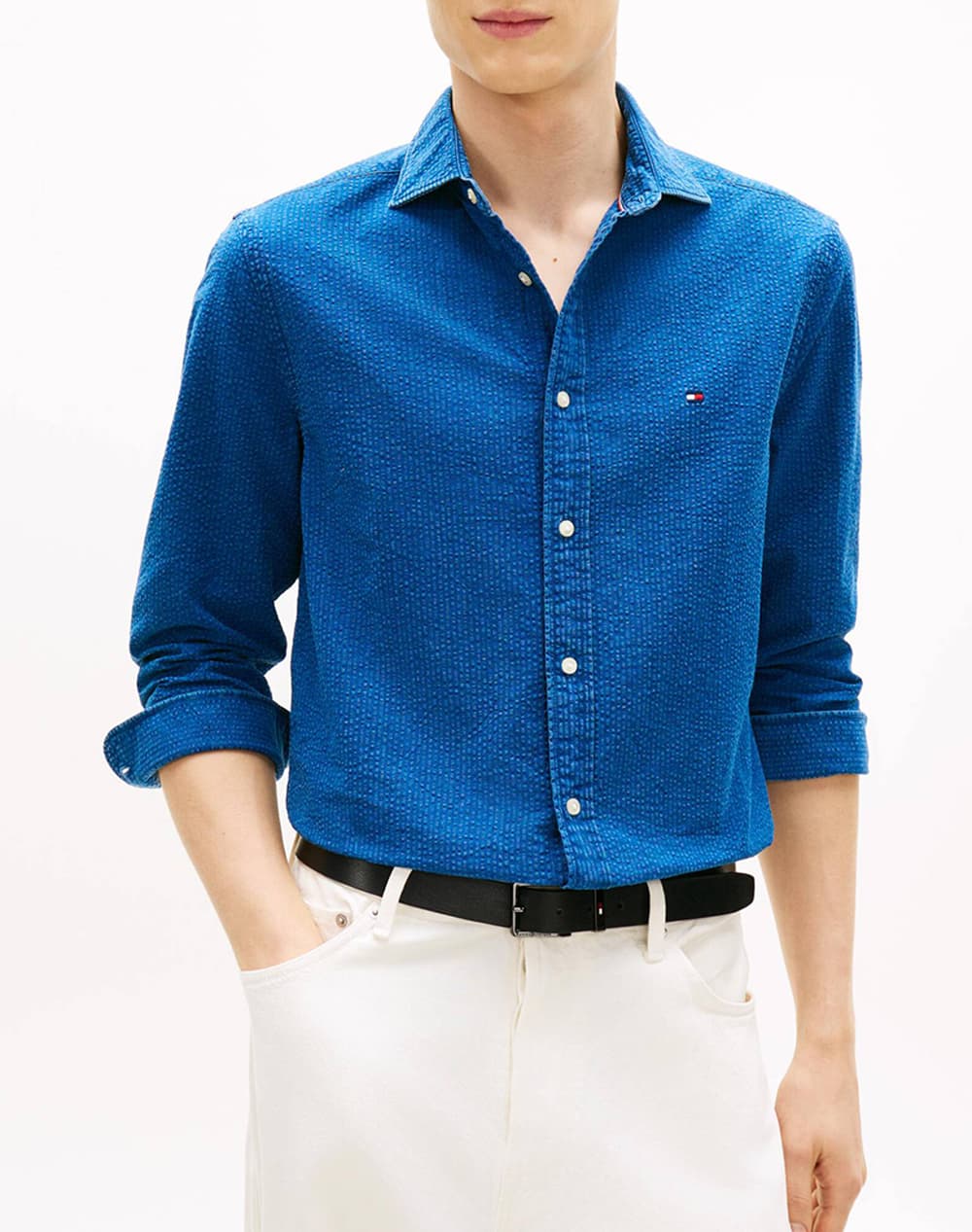 TOMMY HILFIGER OVD INDIGO SEERSUCKER SHIRT MW0MW42417-0GY DenimBlue