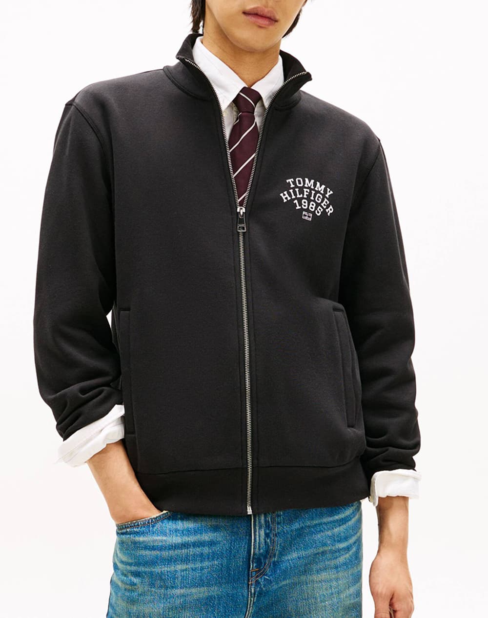 TOMMY HILFIGER HILFIGER ARCH STAND COLLAR ZIP MW0MW41425-BDS Black