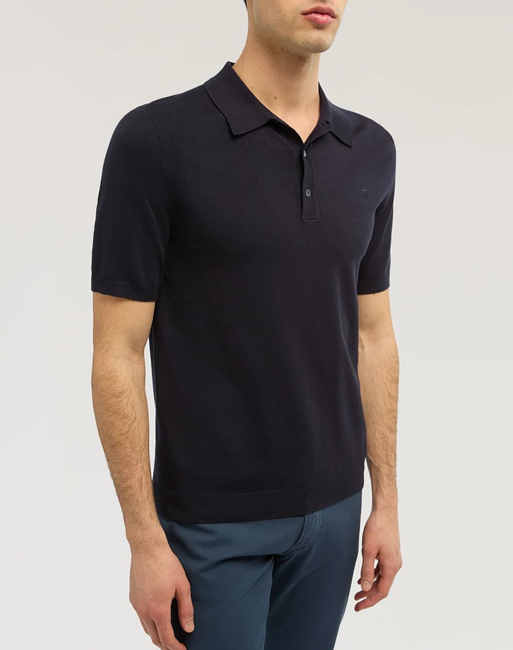 TRUSSARDI POLO SWEATER - VISCOSE YARN MK600K01-034 NavyBlue