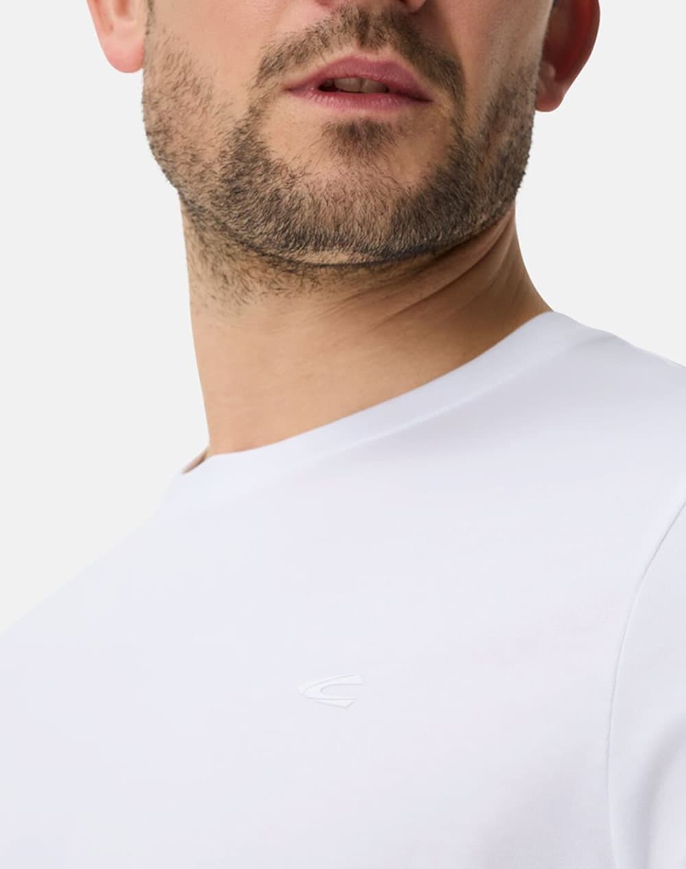 ΑΝΔΡΙΚΟ T-SHIRT CAMEL ACTIVE FLEXXXACTIVE ΚΟΝΤΟΜΑΝΙΚO ΣΤΡΟΓΓΥΛΗ ΛΑΙΜΟΚΟΨΗ ΛΕΥΚΟ