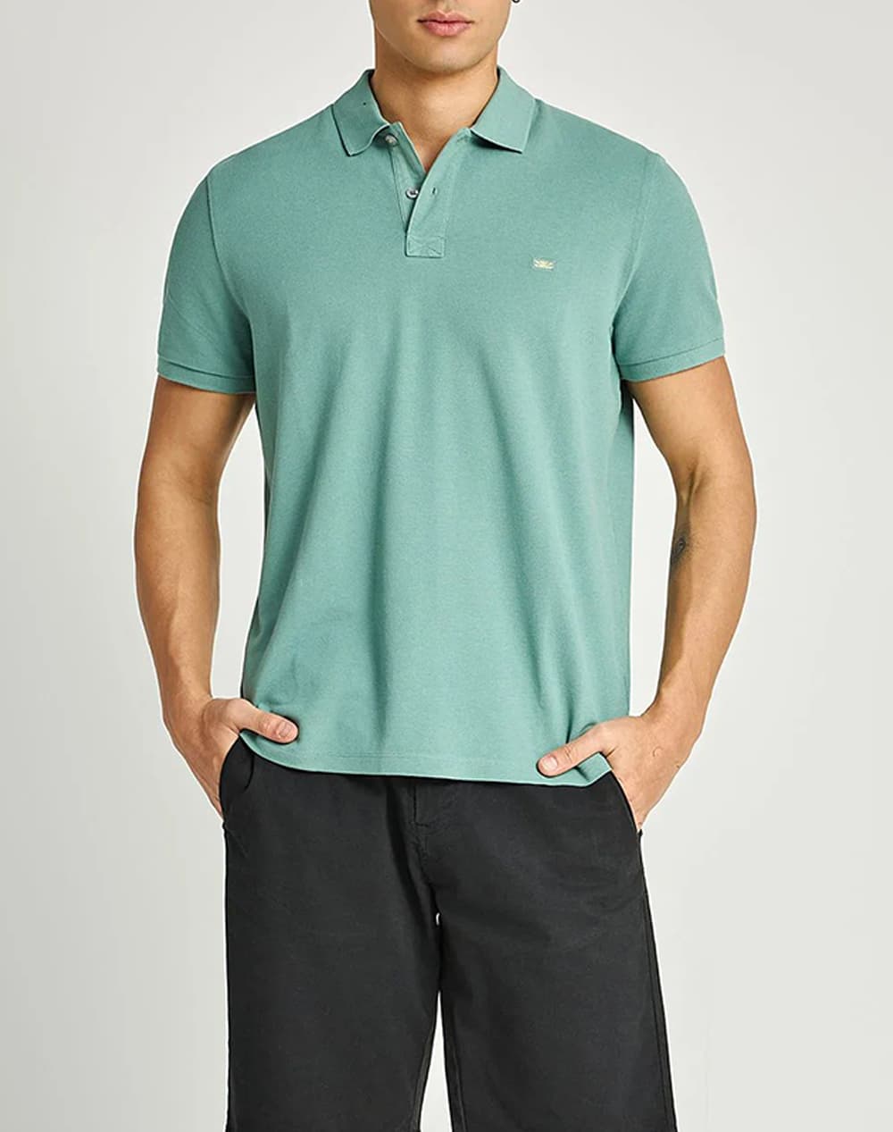 FUNKY BUDDHA Polo Shirts FBM013-001-11-GREEN LAKE Cyan