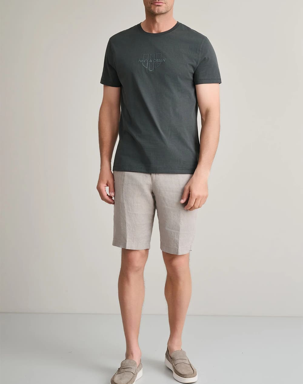 Men's Chino Shorts Navy & Green Gray