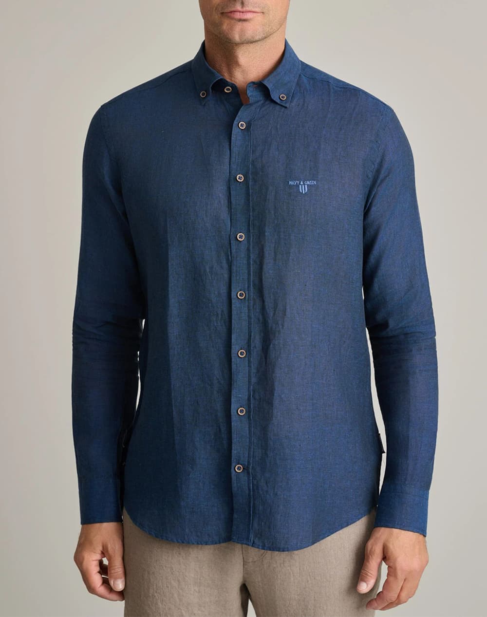 Men's Shirts Navy & Green Blue