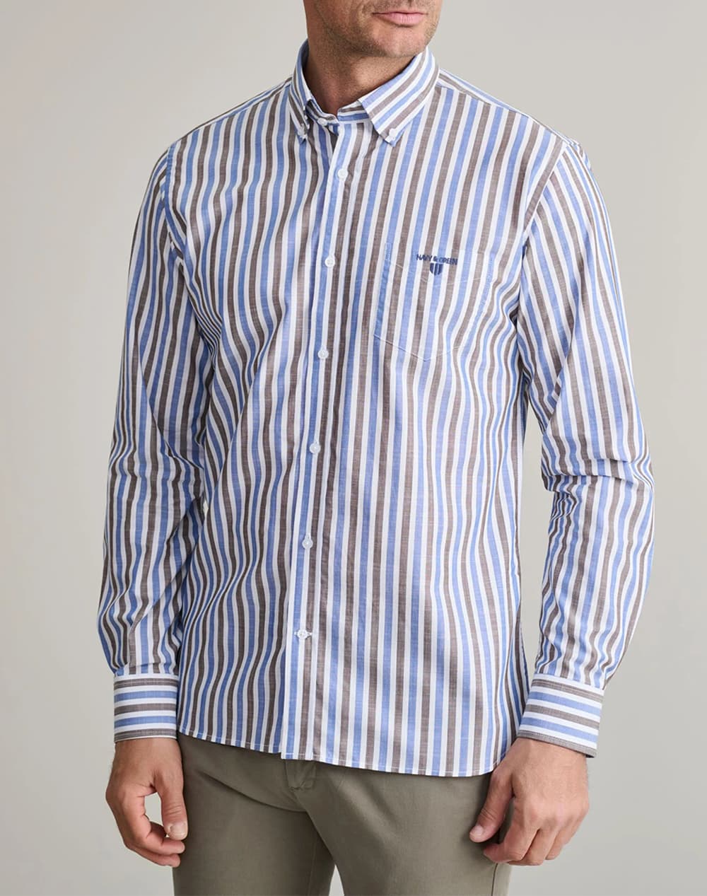 NAVY&GREEN ΠΟΥΚΑΜΙΣΟ COMFORT FIT 24NG.CS87/1B-NAVY/WHITE/BROWN Mixed