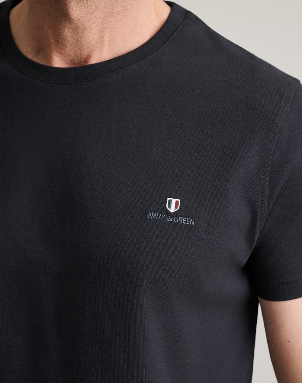 Men's T-Shirts Navy & Green Black