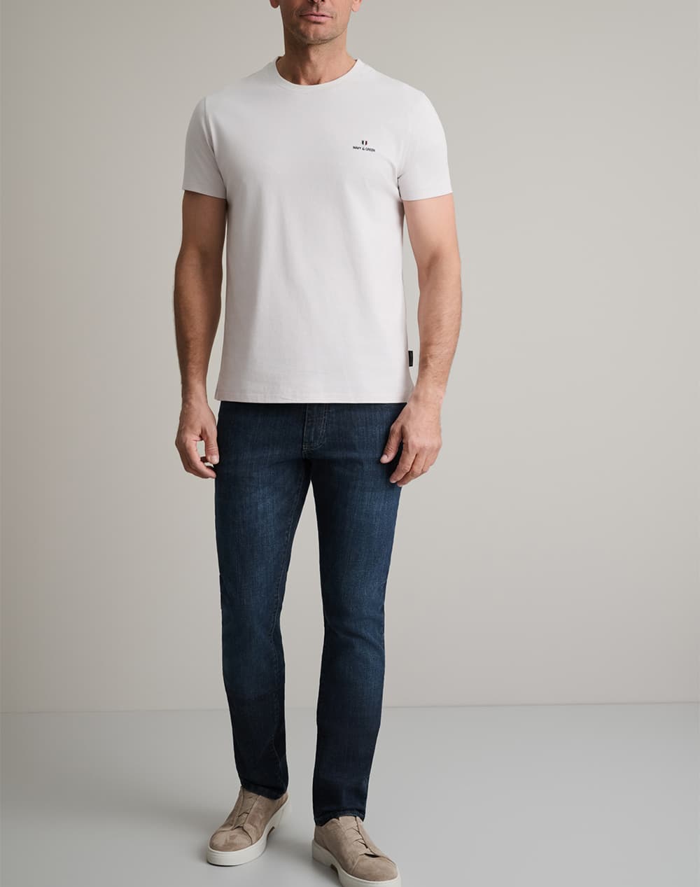 Men's T-Shirts Navy & Green Ecru