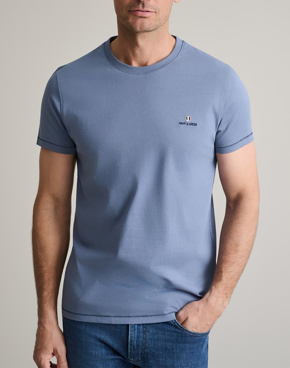 Men's T-Shirts Navy & Green Blue