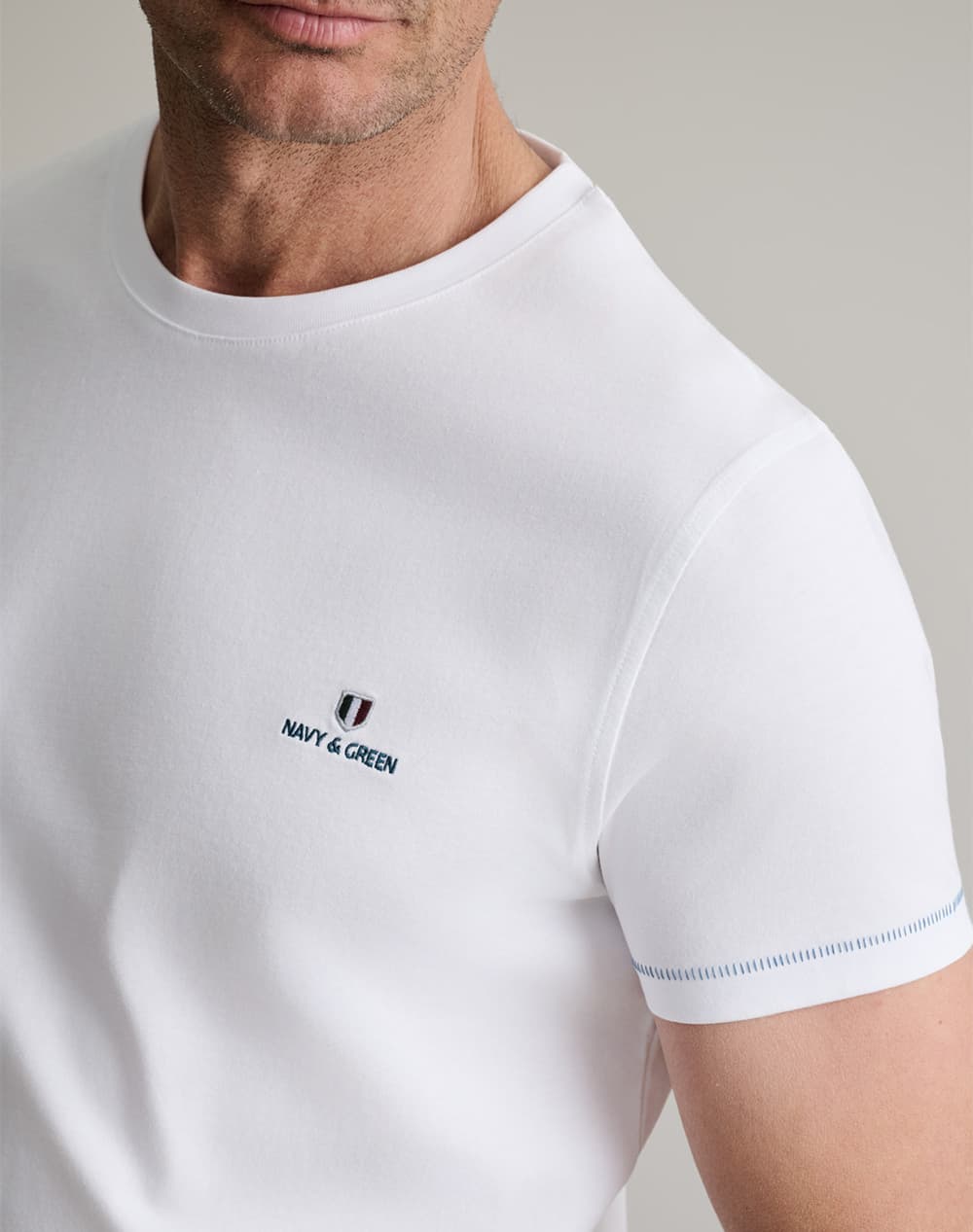 Men's T-Shirts Navy & Green White