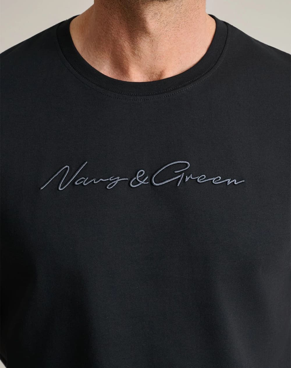 Men's T-Shirts Navy & Green Black