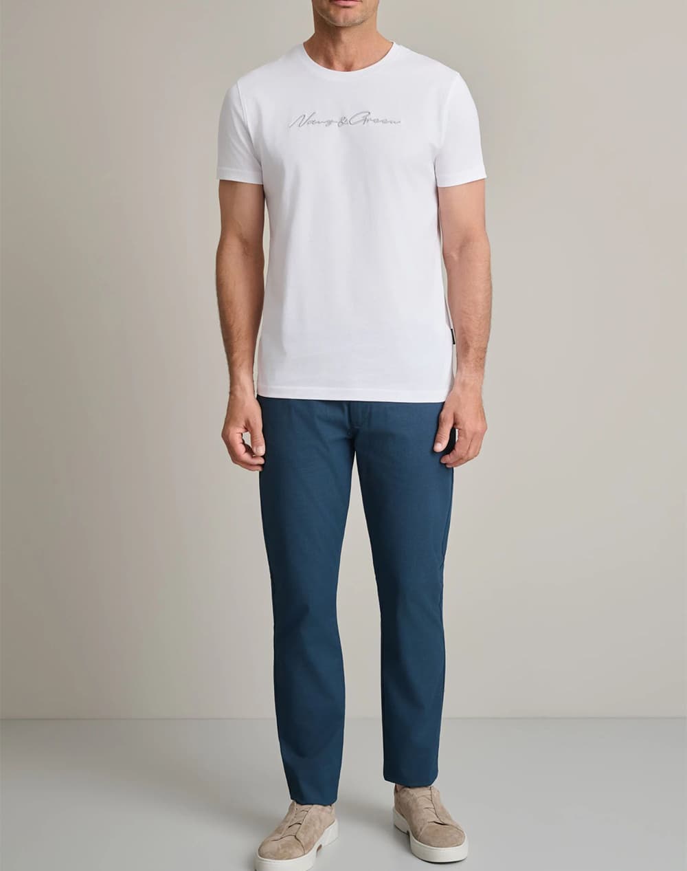 Men's T-Shirts Navy & Green White