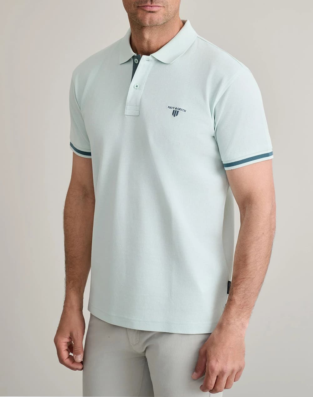 Men's Polo Shirts Navy & Green Green