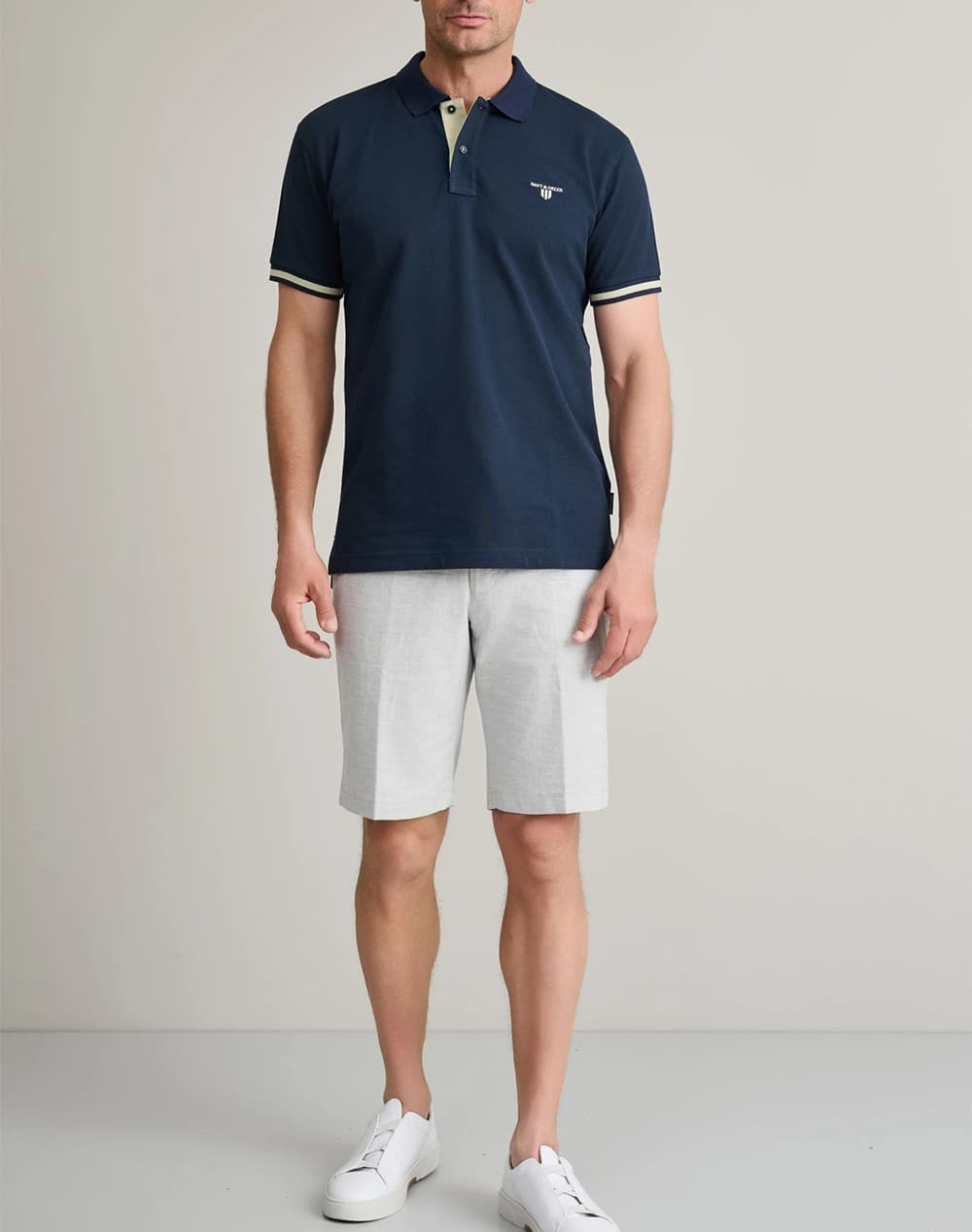 Men's Polo Shirts Navy & Green Blue