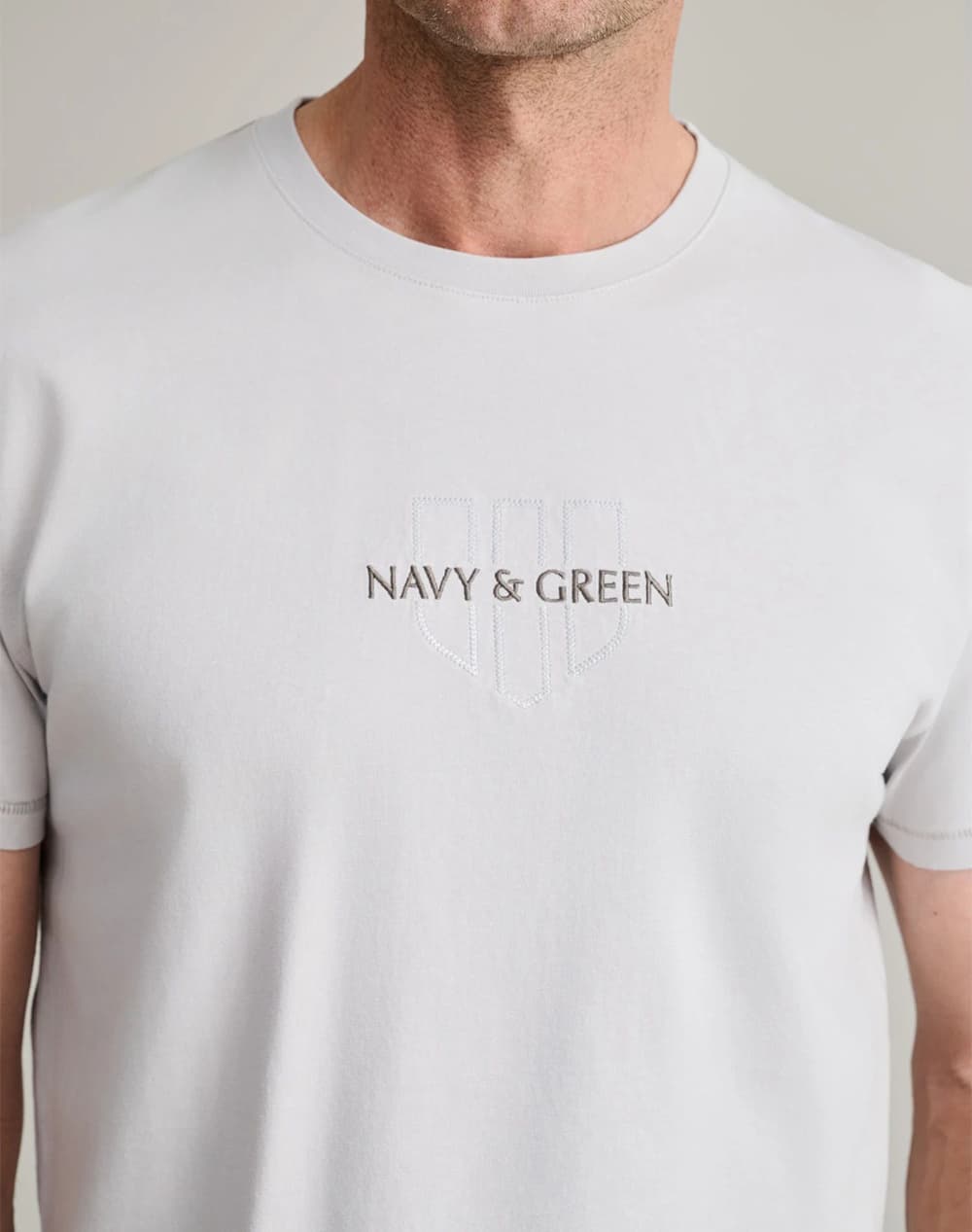 Men's T-Shirts Navy & Green Ecru