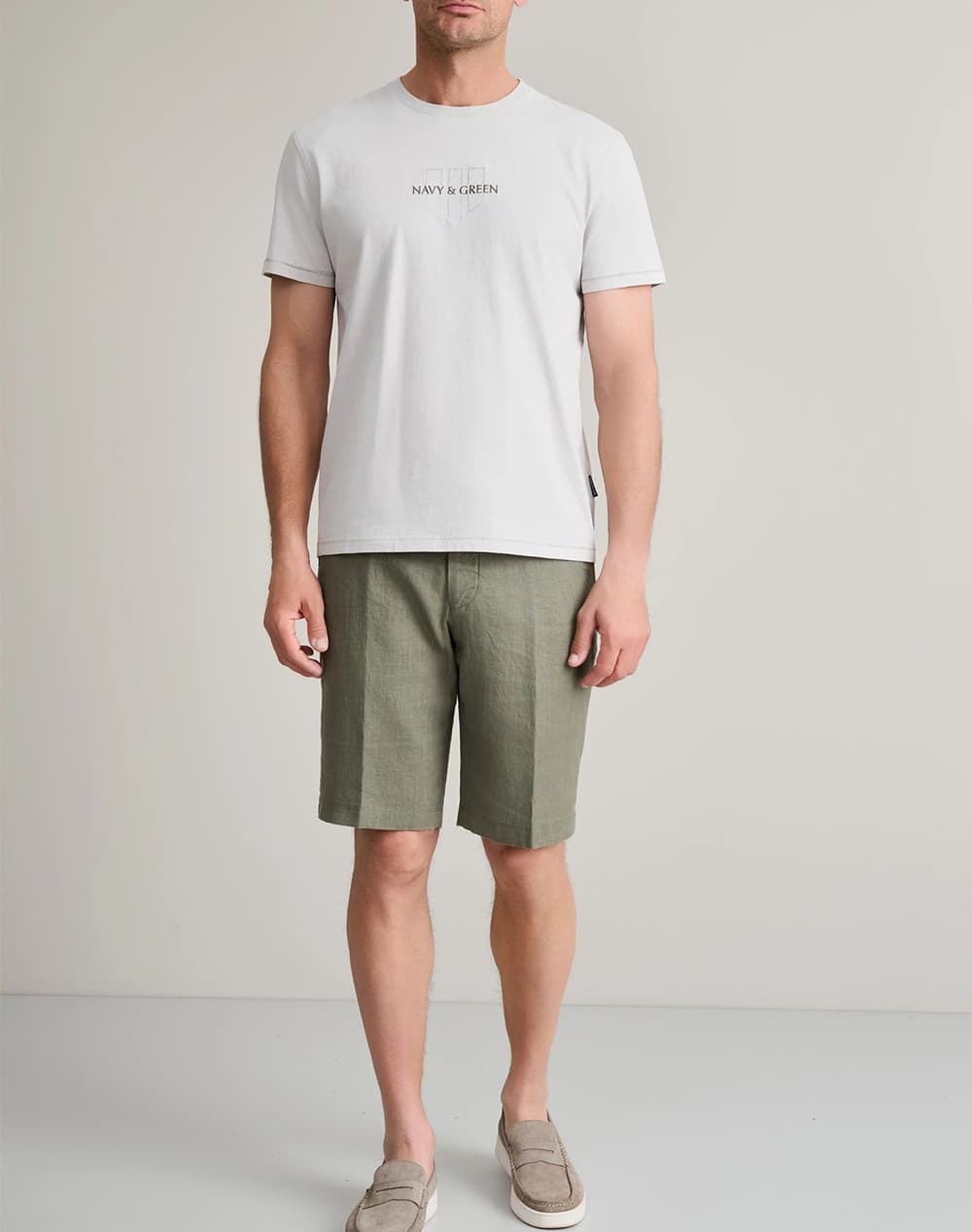 Men's T-Shirts Navy & Green Ecru