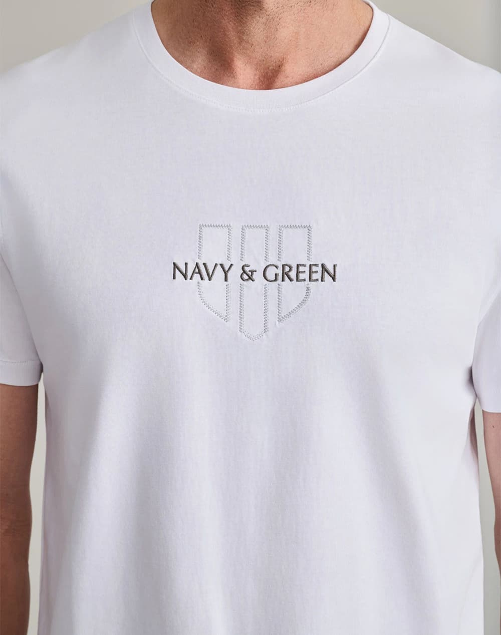 Men's T-Shirts Navy & Green White