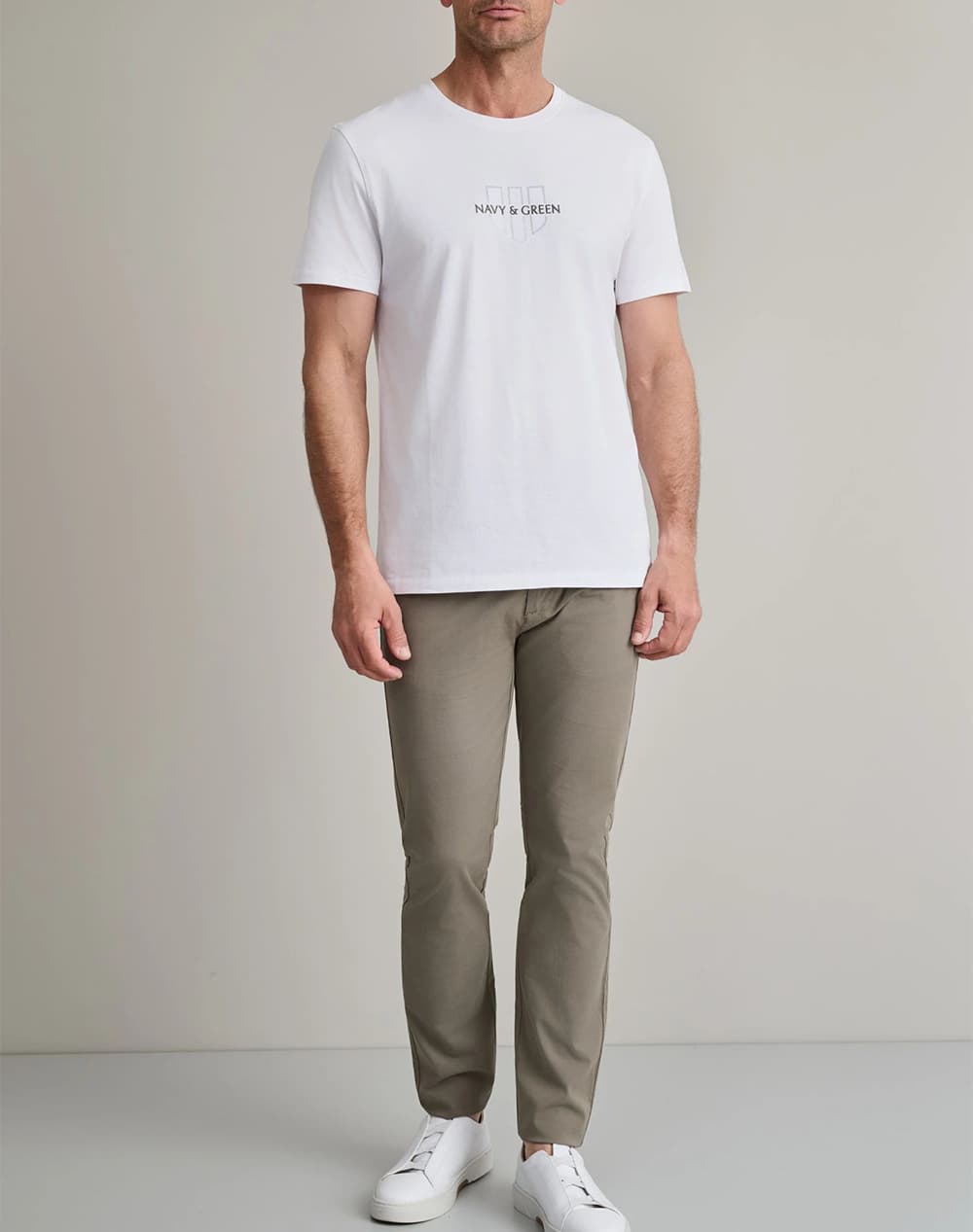 Men's T-Shirts Navy & Green White