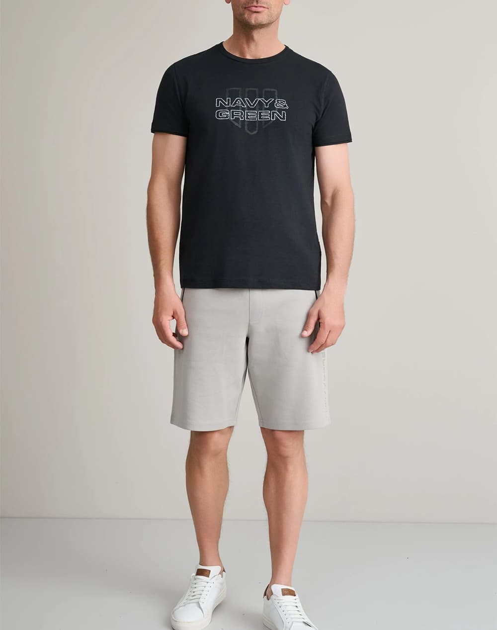 Men's T-Shirts Navy & Green Black