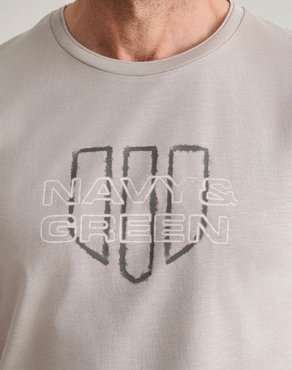 Men's T-Shirts Navy & Green Beige