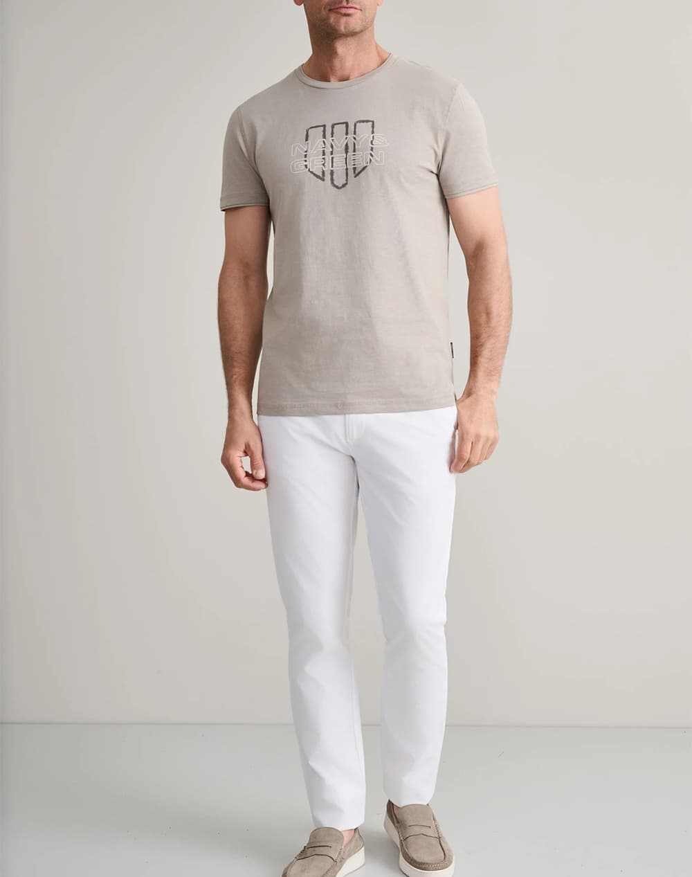 Men's T-Shirts Navy & Green Beige