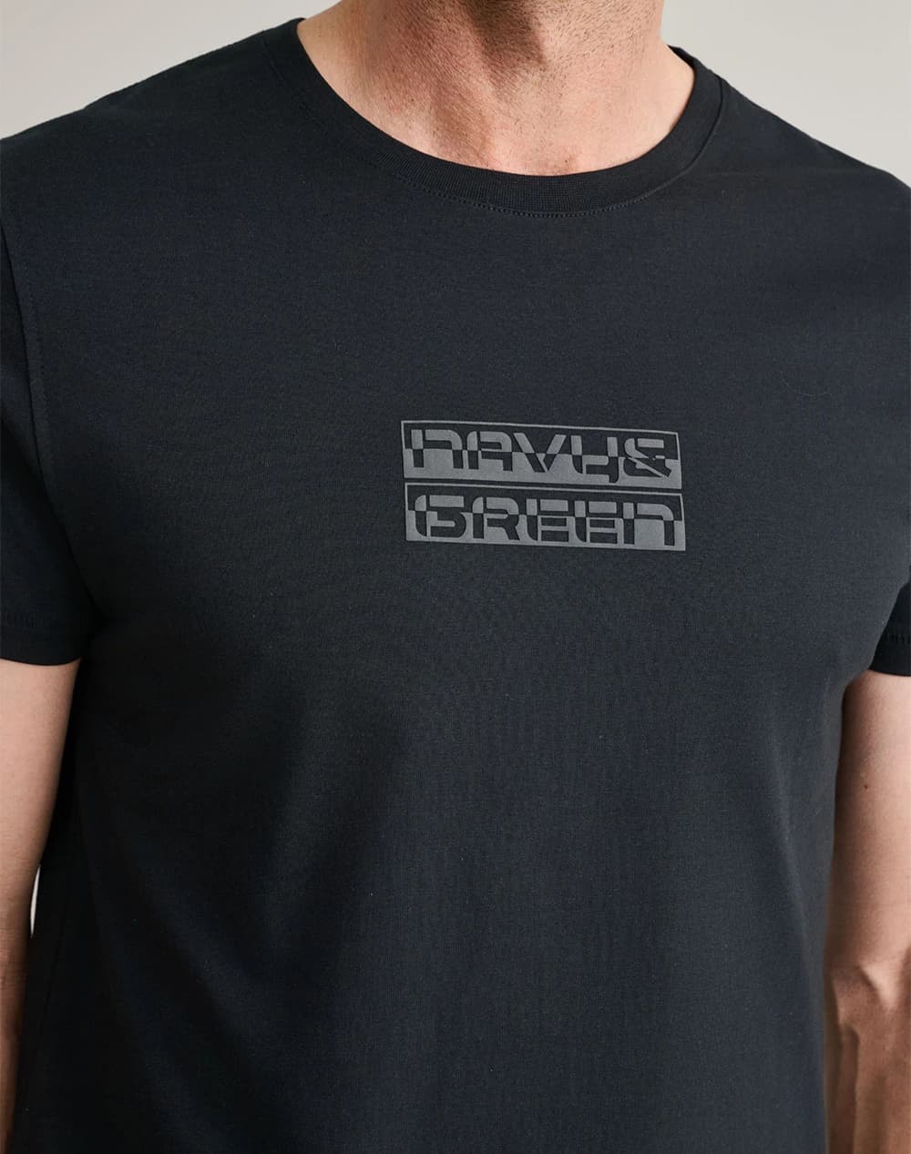 Men's T-Shirts Navy & Green Black