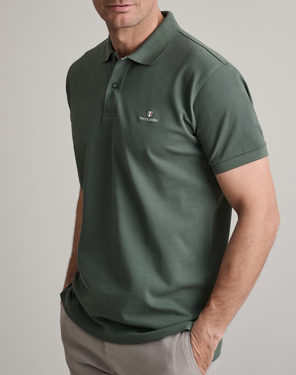 NAVY&GREEN ΜΠΛΟΥΖΑΚΙ ΠΟΛΟ M/ΧΡΩΜΟ, CUSTOM FIT 24GE.300.9-ARMY GREEN ArmyGreen