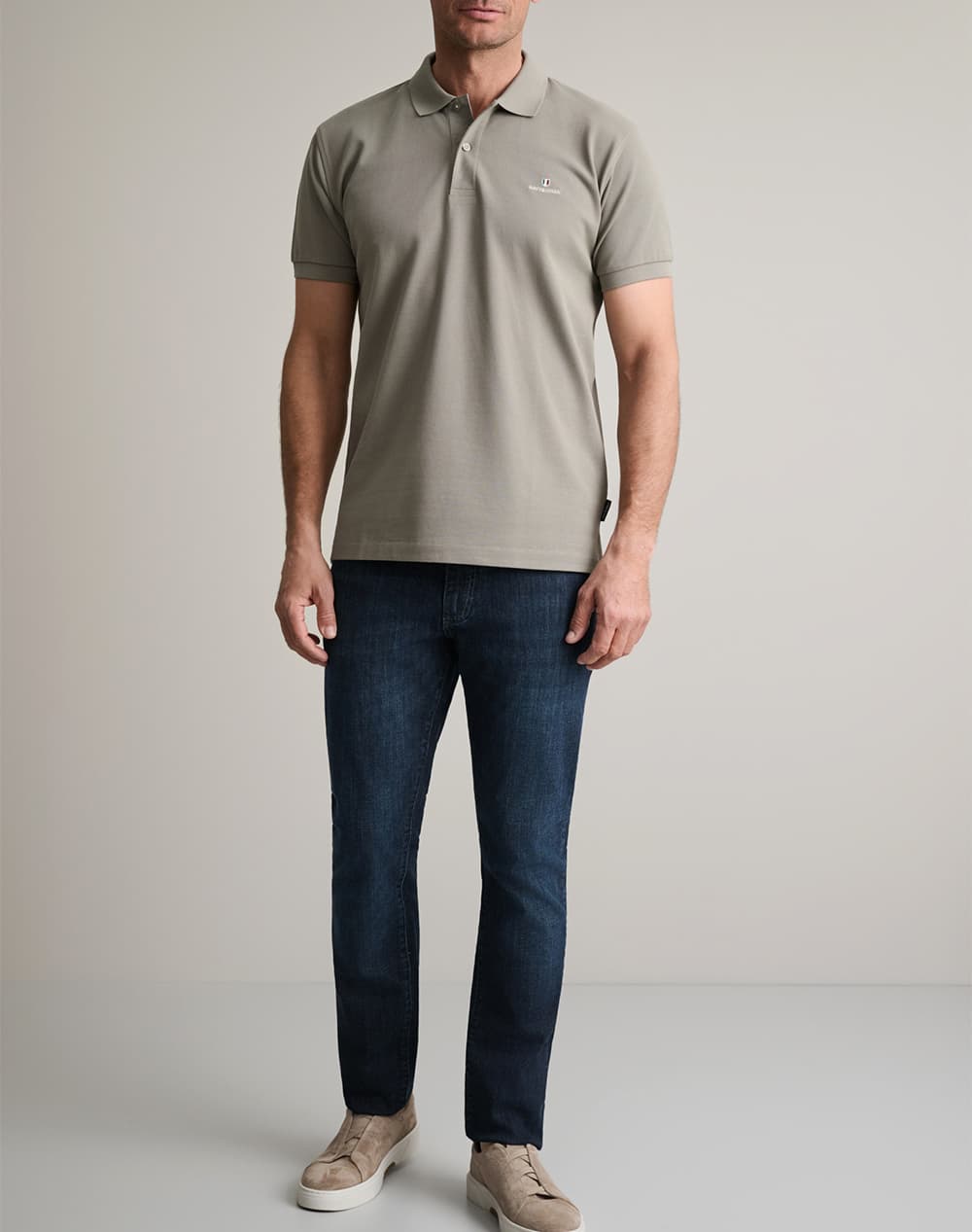 Men's Polo Shirts Navy & Green Beige