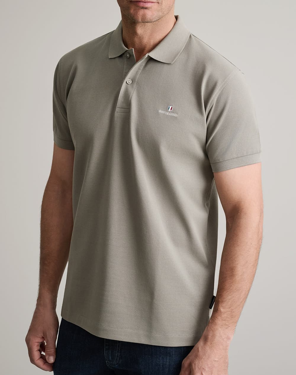 Men's Polo Shirts Navy & Green Beige