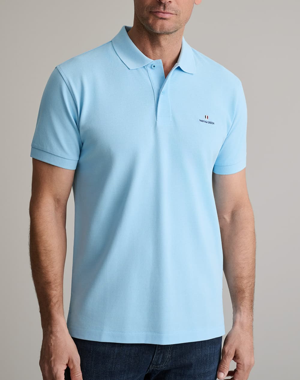 NAVY&GREEN ΜΠΛΟΥΖΑΚΙ ΠΟΛΟ M/ΧΡΩΜΟ, CUSTOM FIT 24GE.300.9-BABY BLUE Ciel