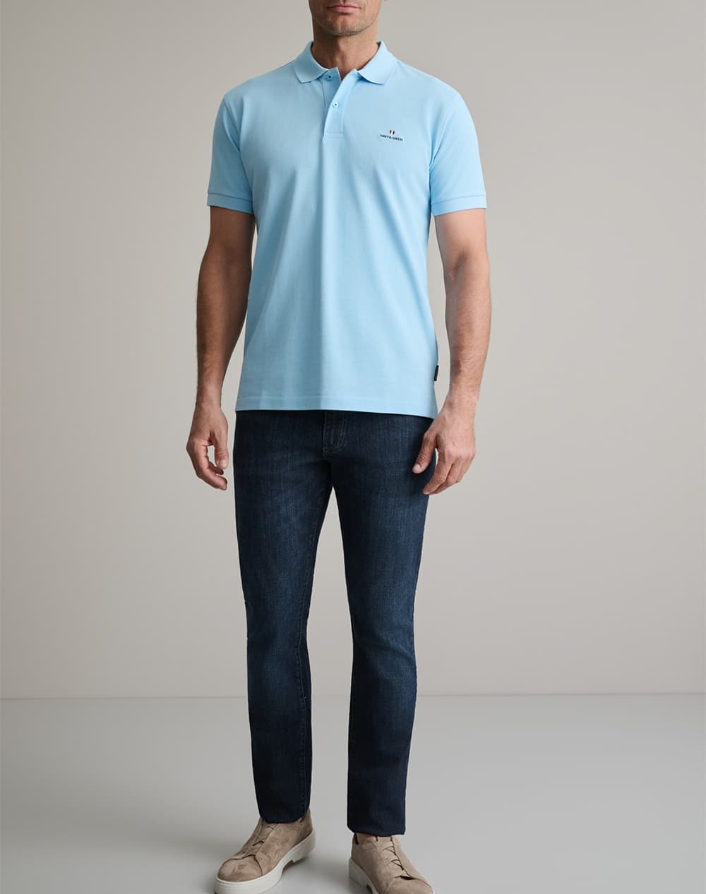 Men's Polo Shirts Navy & Green Blue