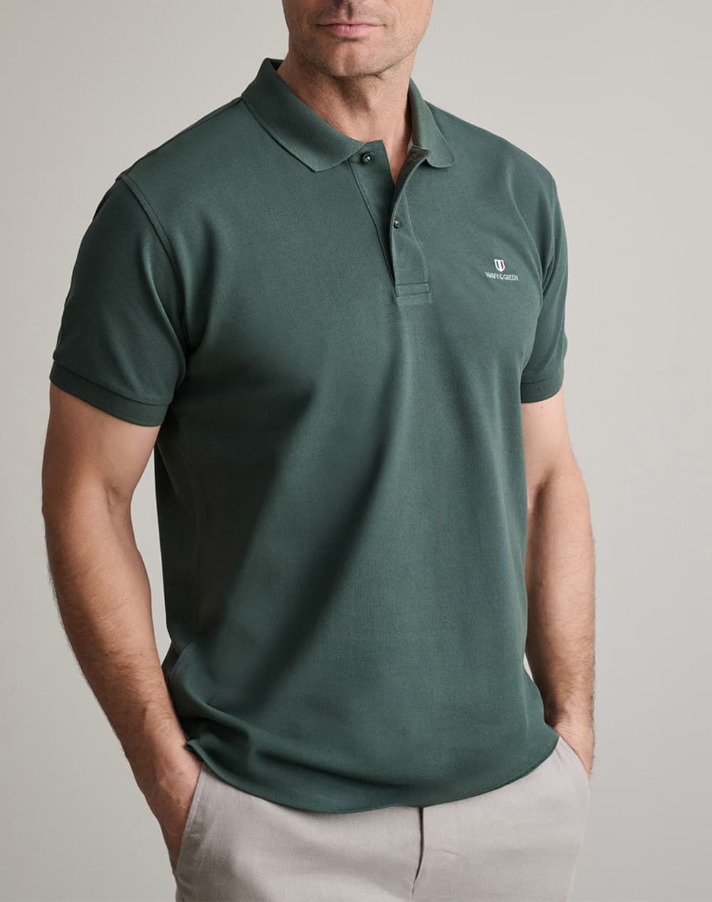 NAVY&GREEN ΜΠΛΟΥΖΑΚΙ ΠΟΛΟ M/ΧΡΩΜΟ, CUSTOM FIT 24GE.300.9-DEEP ATLANTIC DarkGreen