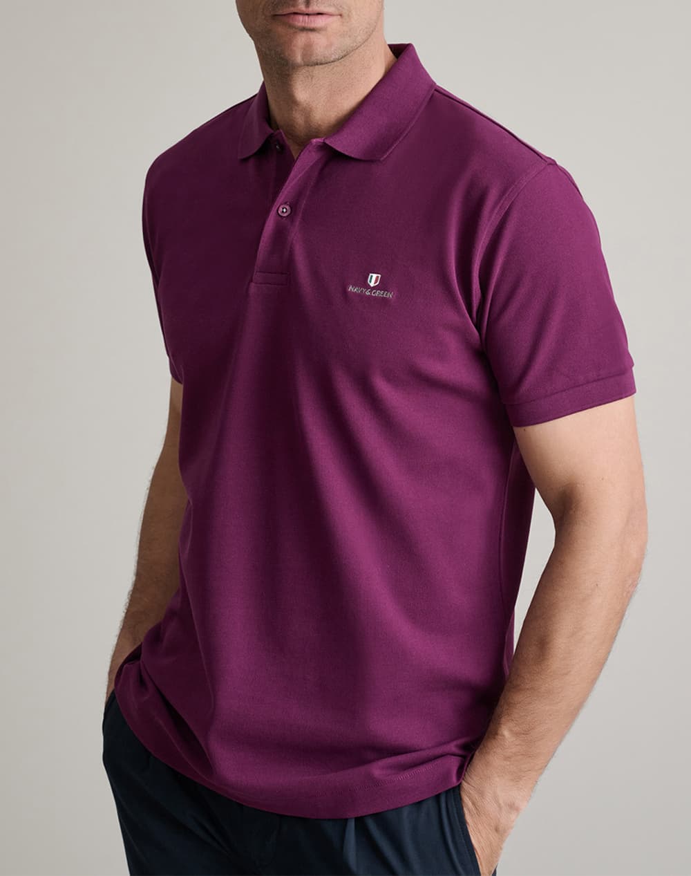 Men's Polo Shirts Navy & Green Purple