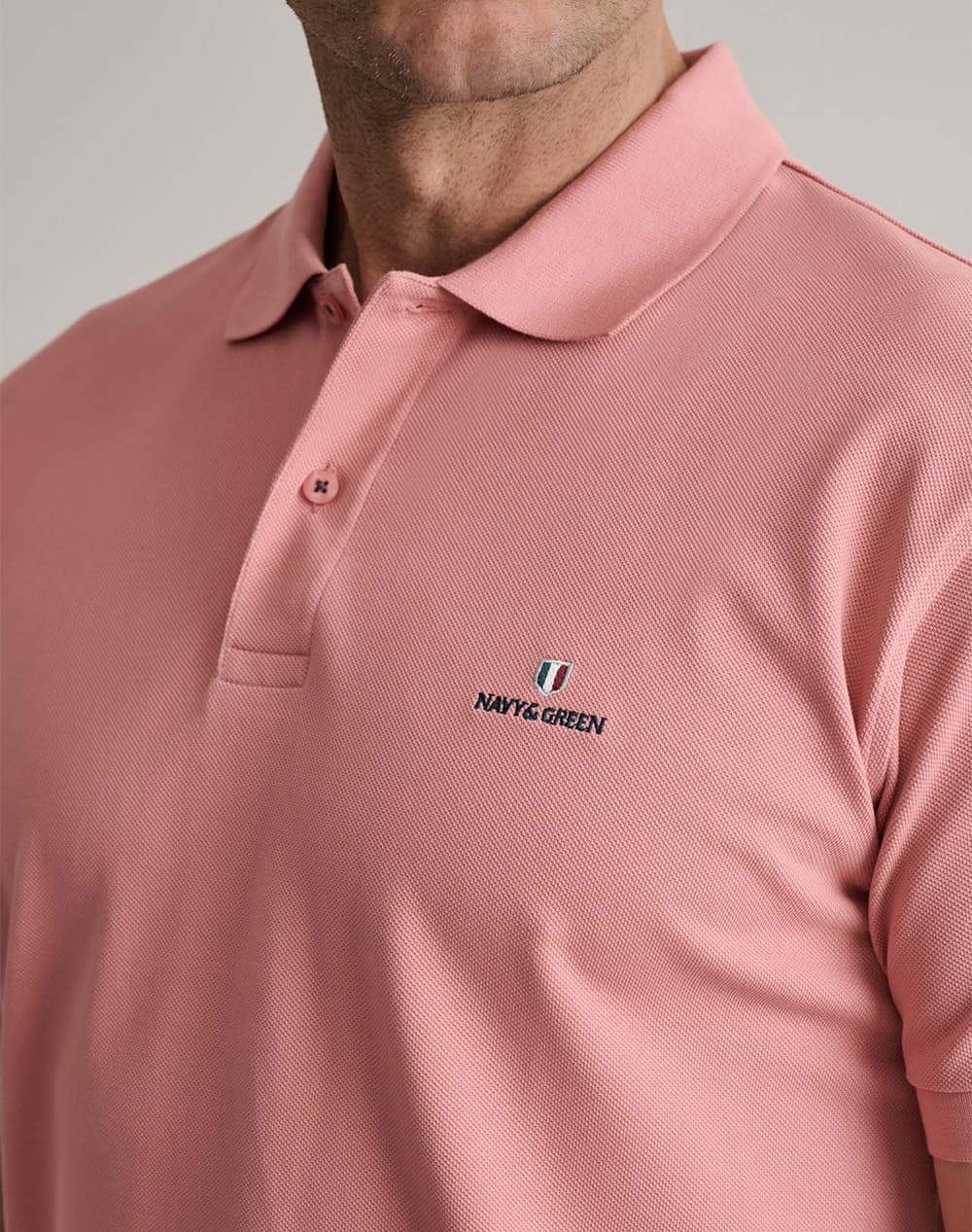 Men's Polo Shirts Navy & Green Pink