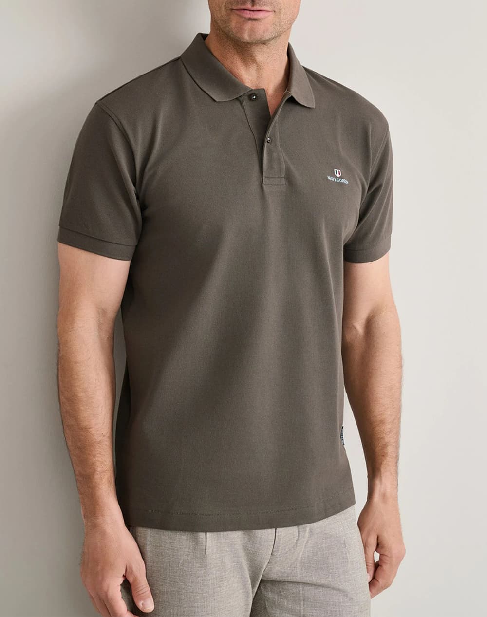 NAVY&GREEN ΜΠΛΟΥΖΑΚΙ ΠΟΛΟ M/ΧΡΩΜΟ, CUSTOM FIT 24GE.300.9-OLIVE BROWN Olive