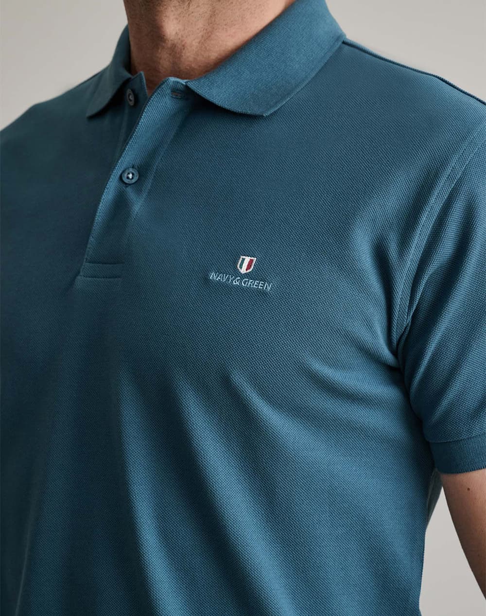 Men's Polo Shirts Navy & Green Blue