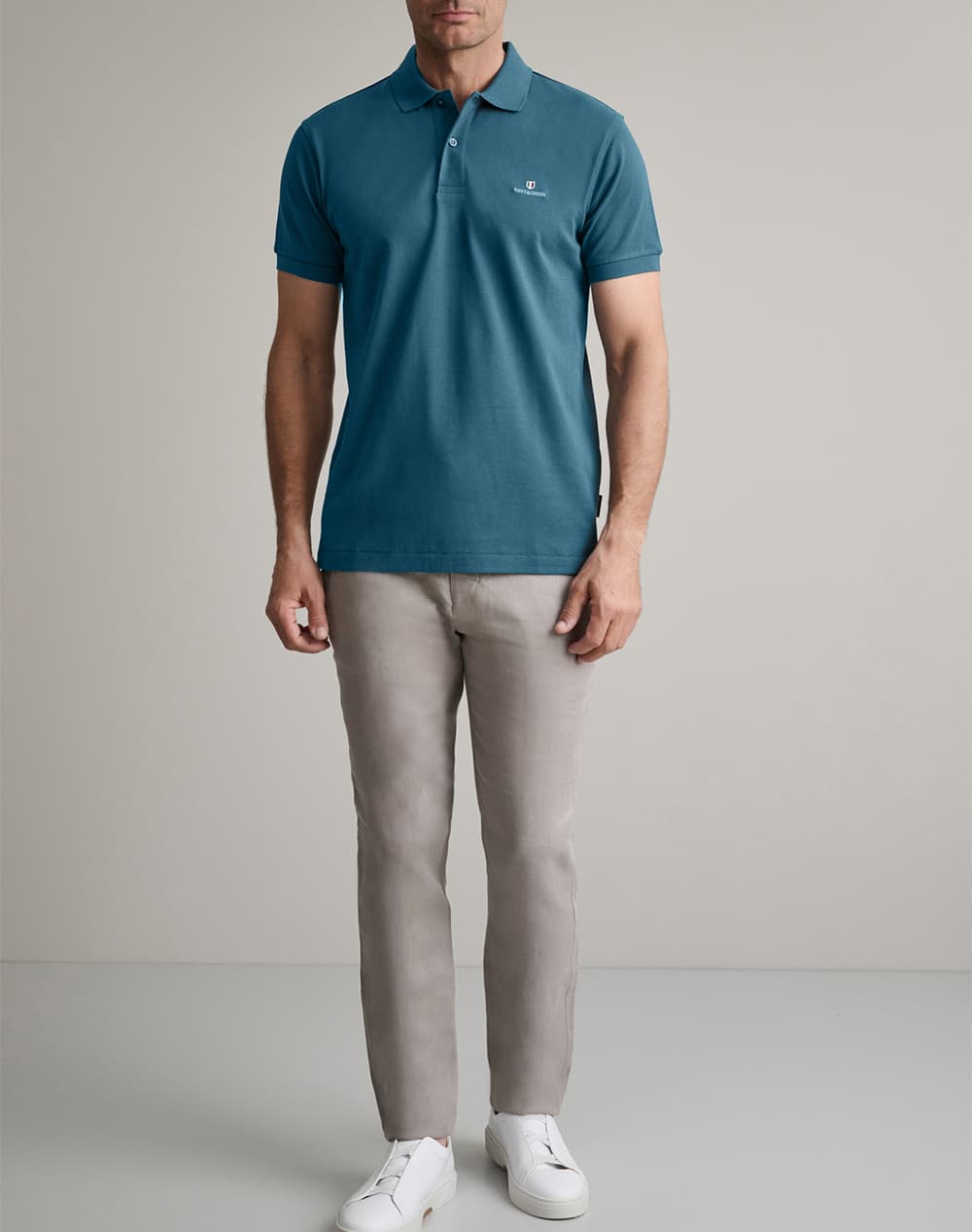 Men's Polo Shirts Navy & Green Blue