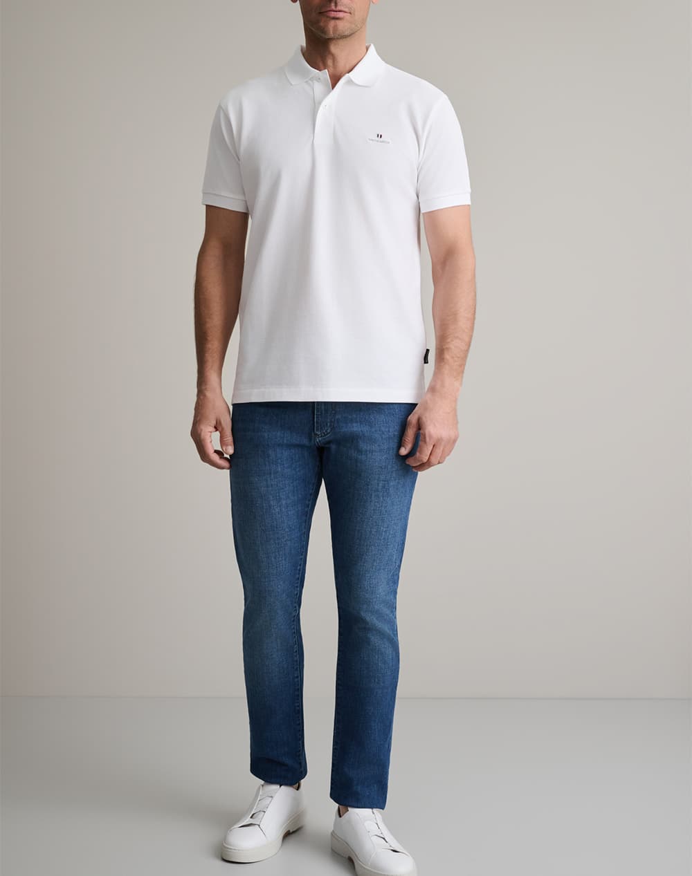 Men's Polo Shirts Navy & Green White