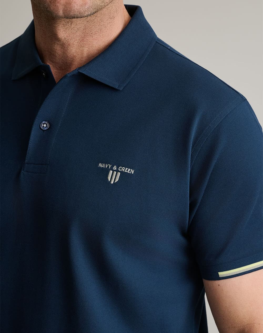 Men's Polo Shirts Navy & Green Blue