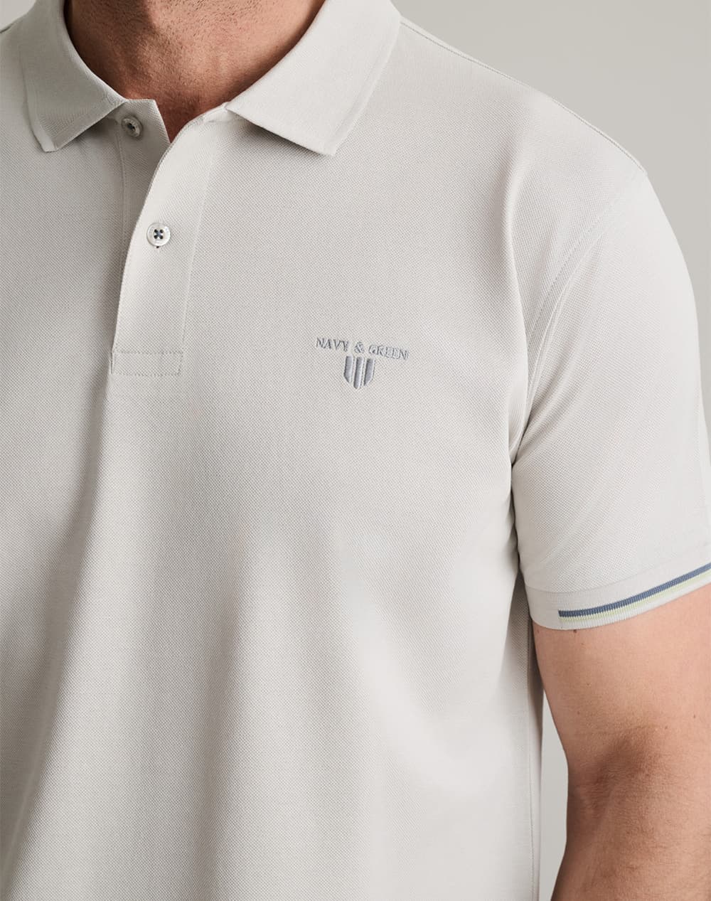 Men's Polo Shirts Navy & Green Ecru