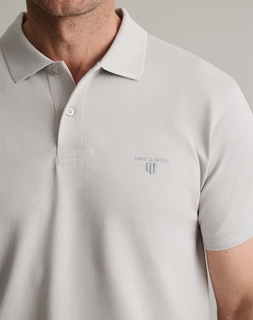 Men's Polo Shirts Navy & Green Ecru