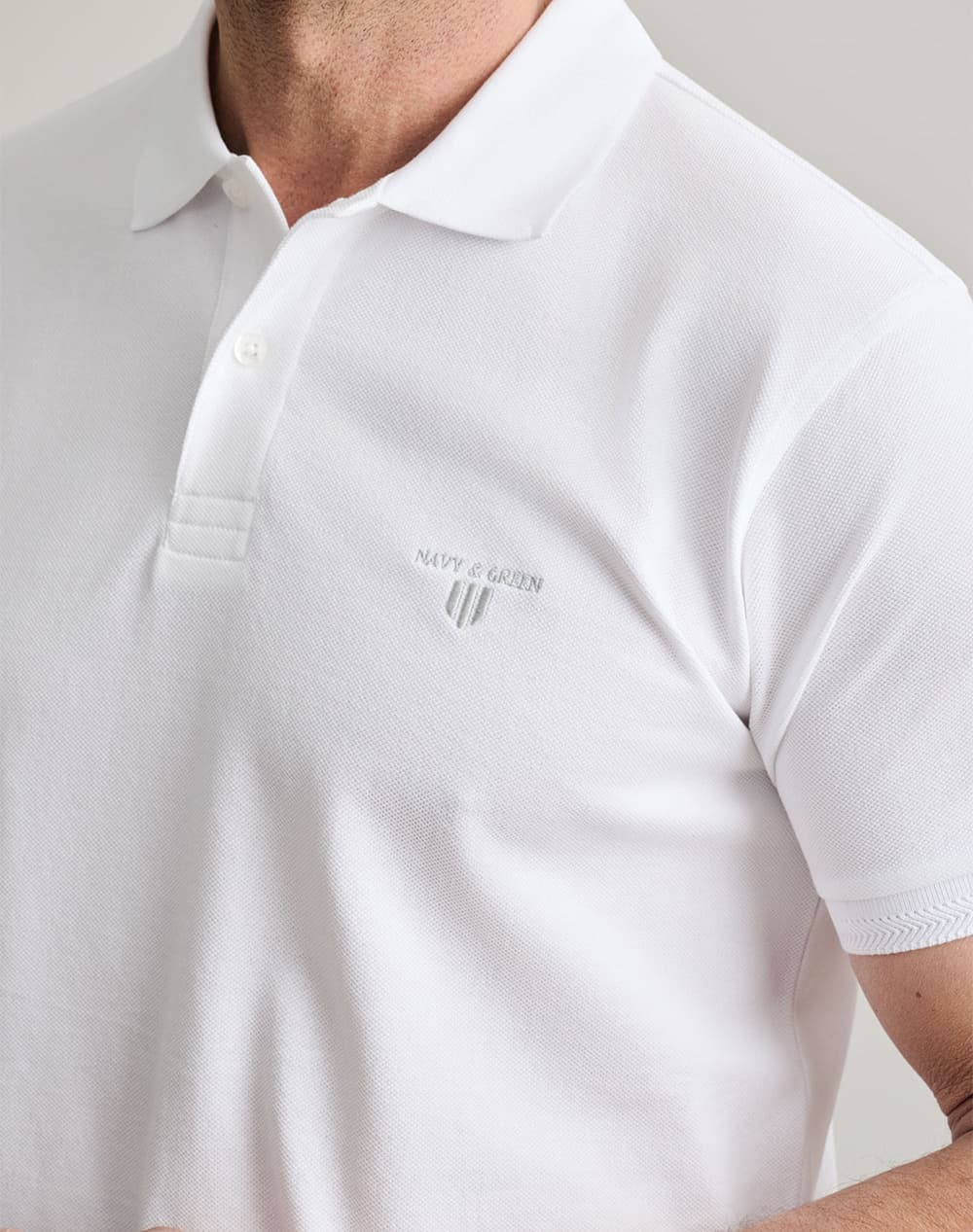 Men's Polo Shirts Navy & Green White