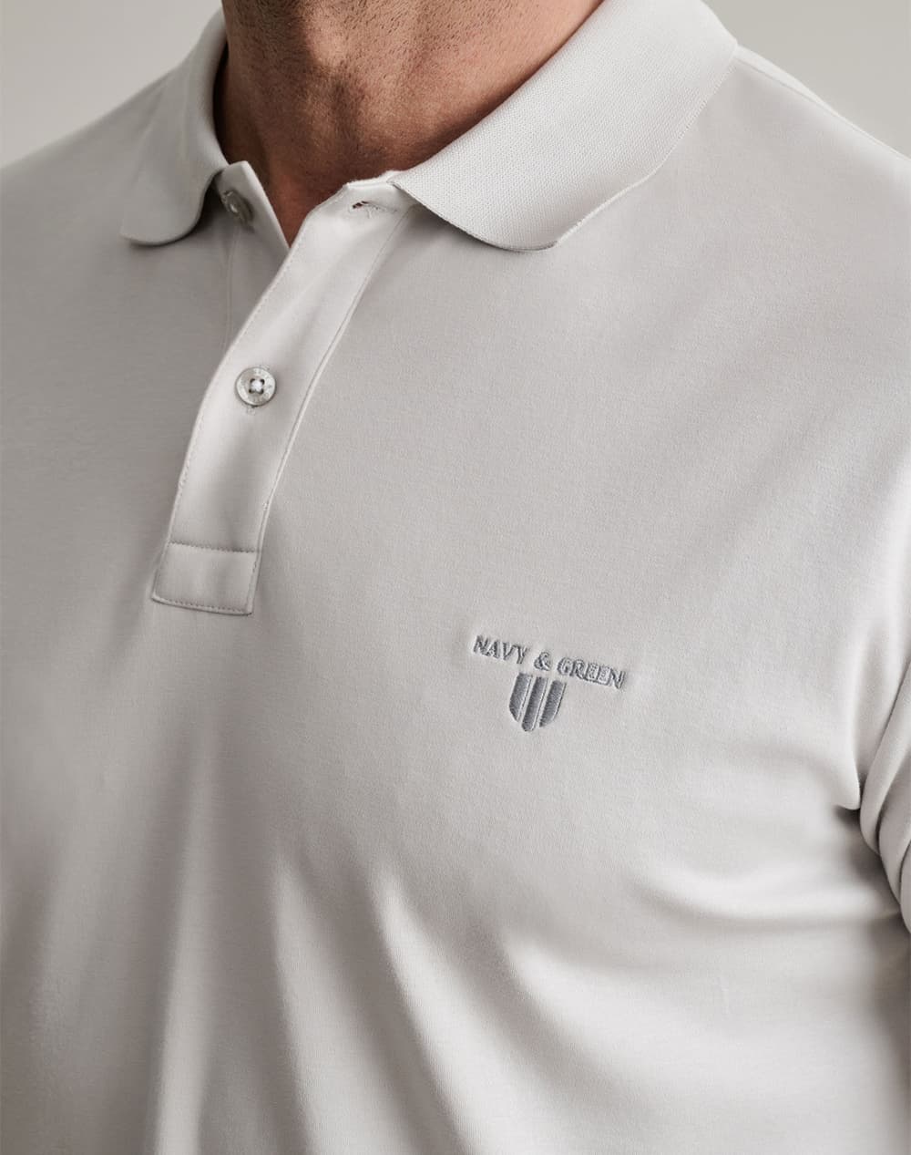 Men's Polo Shirts Navy & Green Ecru