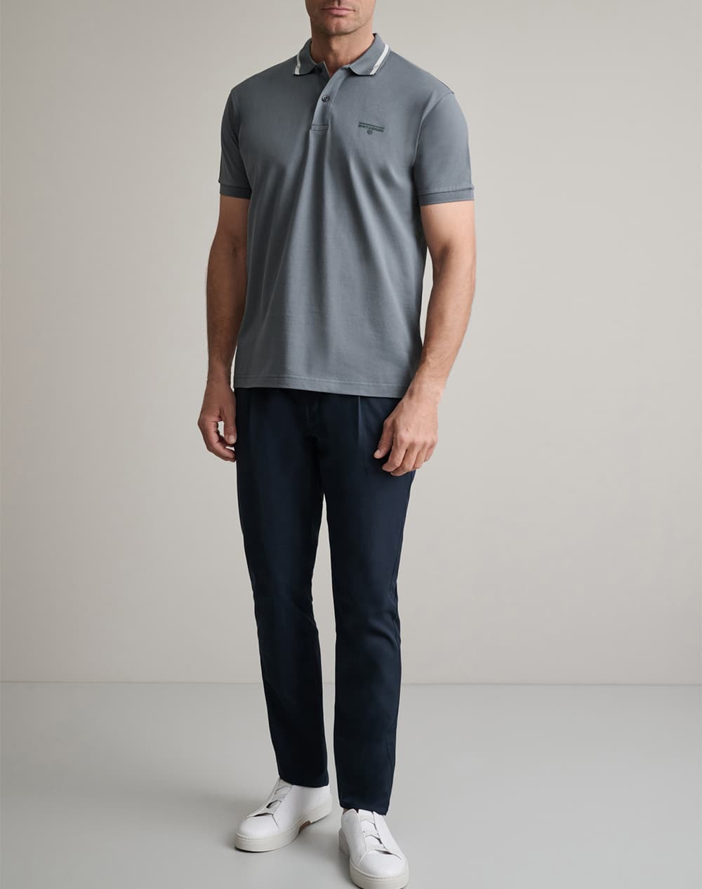 Men's Polo Shirts Navy & Green Gray