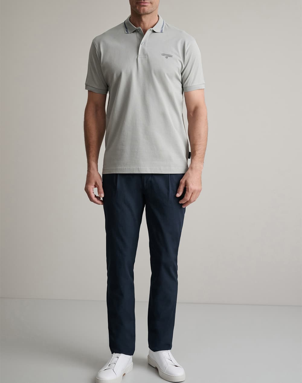 Men's Polo Shirts Navy & Green Ecru