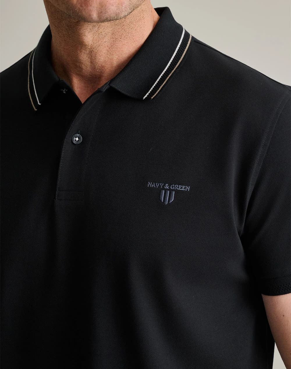 Men's Polo Shirts Navy & Green Black