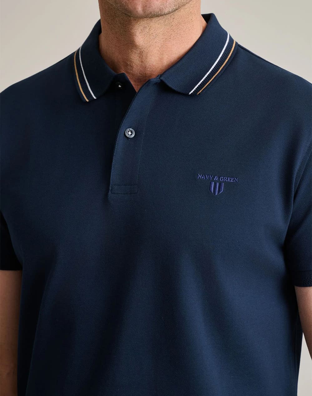 Men's Polo Shirts Navy & Green Blue