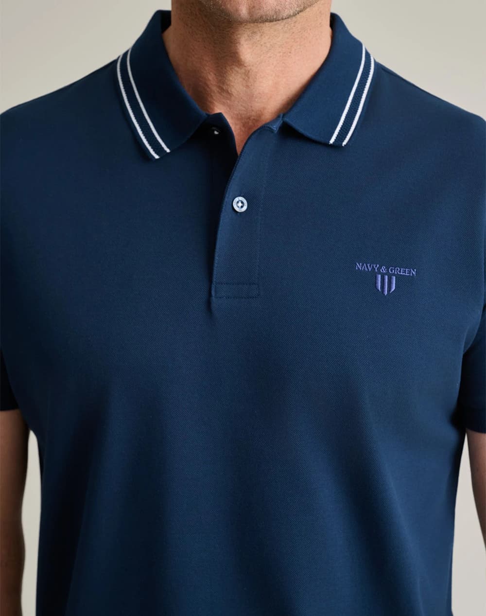 Men's Polo Shirts Navy & Green Blue